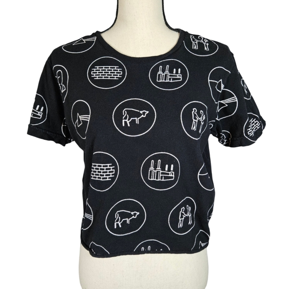 Pink Floyd Black Crop Top, Black/Tan, Medium
